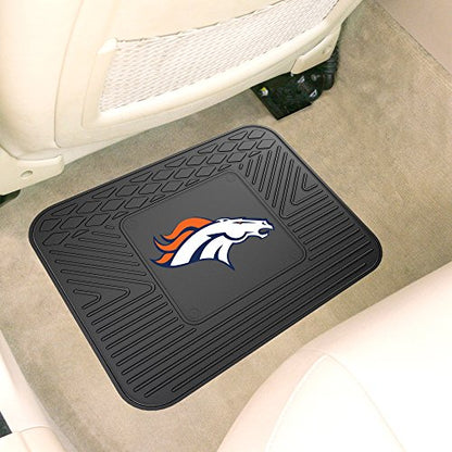 FANMATS 9991 Denver Broncos Back Row Utility Car Mat - 1 Piece - 14in. x 17in., All Weather Protection, Universal Fit, Molded Team Logo