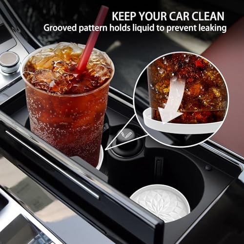 Car Coasters for Cup Holders [4 Pack] - 2.75In Silicone Auto Mug Mats - Universal Non-Slip Recessed Car Interior AccessoriesWhite - color: 4pack-white
