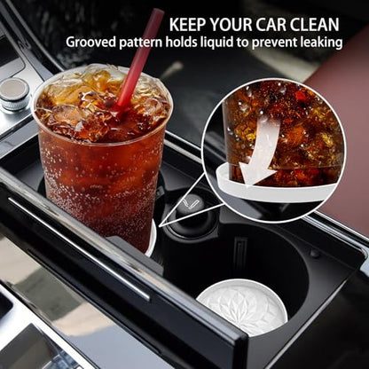 Car Coasters for Cup Holders [4 Pack] - 2.75In Silicone Auto Mug Mats - Universal Non-Slip Recessed Car Interior AccessoriesWhite - color: 4pack-white