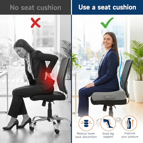 Car Booster Seat Cushion for Adults,Memory Foam Heightening Wedge Seat Pad,Elevated Chair Cushion to Improve Driving Vision(15.7×15.7×5.9inch,Light Gray)