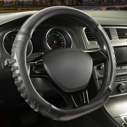 D Shaped Steering Wheel Cover Great Grip with 3D Honeycomb Hole, Anti-Slip Sporty Design, Universal 15 inch(Black with Purple) - color: Black with Purple, size: D Shaped-Middle[14.5''-15'']