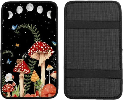 Red Mushroom Auto Center Console Pad,Soft Waterproof Car Center Console Cover Auto Armrest Seat Box Cover Protector for Most Vehicle SUV Truck Car - color: Red Mushroom
