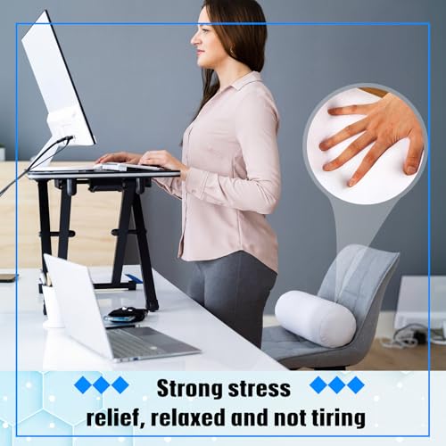 Geelin 2 Pcs Micro Bead Roll Pillow 11.8 x 6.3 Inch Pillow Bolster Soft Cylindrical Pillows for Sleeping Home Travel Neck Head Back Support Rest (White) - color: White