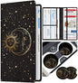 Slohif Car Registration and Insurance Card Holder with Magnetic Shut - Vehicle Glove Box Organizer Women Leather Automobile License Holders Coasters Auto Accessories Case for Document Moon Sun Black - color: Black