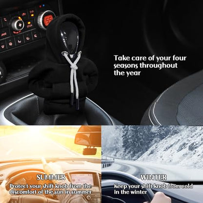 vvag Gear Shift Hoodie, Hoodie Car Gear Shift Cover, Car Shift Knob Hoodie, Automotive Interior Accessories, Universal Fit Knob Cover Gift (Black) - color: Black