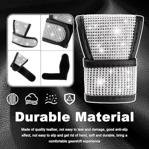 Bling Car Gear Shift Cover with Rhinestone,Stylish Crystal Gear Shift Knob Cover as Car Decorations,Universal Anti-Scratch Gears Shifter Covers Bling Cars Accessories for Women