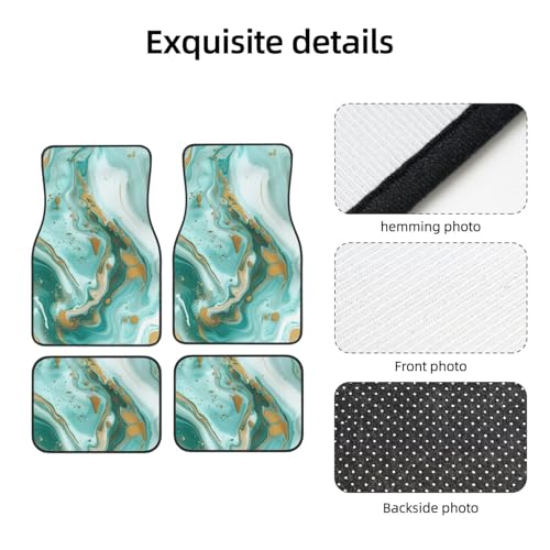 Universal Fit Car Floor Mats, Teal Aqua Marble Modern Art Abstract Set of 4pcs Car Carpet Fit for SUV, Vans, Sedans, Trucks - color: Teal Aqua Marble