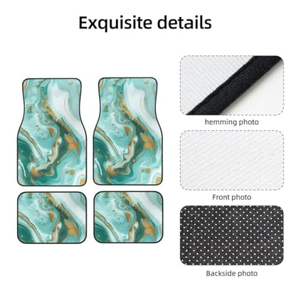 Universal Fit Car Floor Mats, Teal Aqua Marble Modern Art Abstract Set of 4pcs Car Carpet Fit for SUV, Vans, Sedans, Trucks - color: Teal Aqua Marble