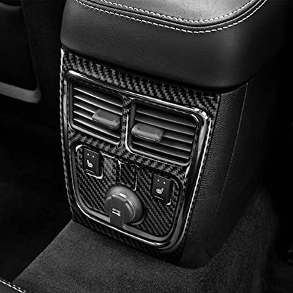 Car Rear A/C Outlet Vent Armrest Box Decals for 2011-2014 Dodge Charger/Chrysler 300 Accessories Carbon Fiber Interior Stickers (Without USB) - color: Rear Center Console-b