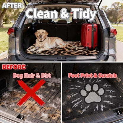 Universal Car Trunk Mat 29" x 39", Brown Leopard Print All Weather Durable Cargo Mat Protector for SUV, Truck, Van | Stylish Cargo Liner Cover Leopard Print Car Accessories - color: Brown Leopard Print