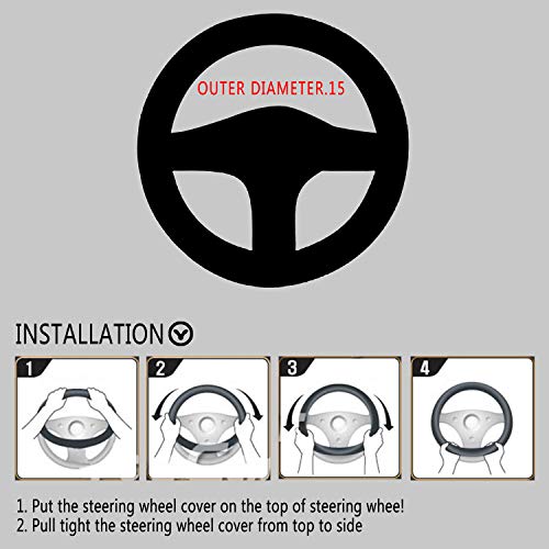 Auto Steering Wheel Cover Hand Pad Cushion Slip-on Universal Fit 15'' / 38 cm (Beige) - color: Beige