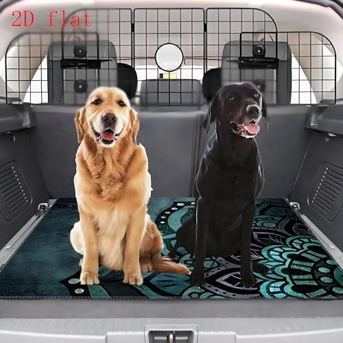 Universal Car Trunk Mat, All Weather Trunk Protection Cargo Liner, Stylish Vehicle Interior Accessories, Durable Cargo Mat Rear Trunk Line Suitable for Most Car (Blue-Green Mandala, 29" x 39") - color: Blue-Green Mandala