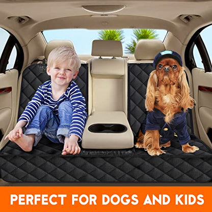 Dog Car Seat Cover, Back Seat Cover for Dogs Pet Car Seat Protector Waterproof Bench Car Seat Cover, Non-Slip Rear Seat Cover fits Middle Armrest for Most Cars SUVs Trucks - Black - color: Black
