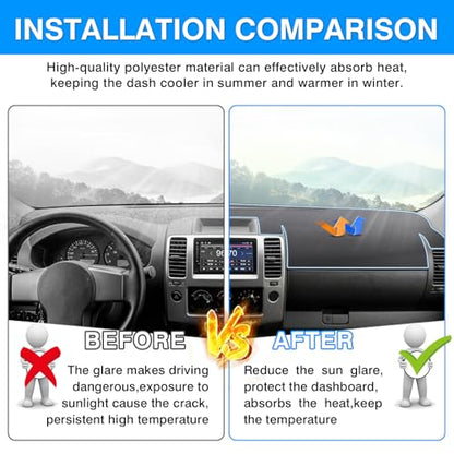 Autorder Gray Dashboard Cover Mat for Nissan Frontier 2007-2021 / Suzuki Equator 2009-2012 Accessories Dash Cover Upgrade Polyester Dash Mat Sunshade Glare UV Rays Protector - size: 2007-2021 Nissan Frontier (Gray)