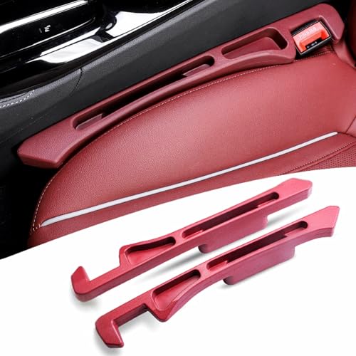 Ruby Red Aesthetic Car Seat Gap Filler Organizer — 2Pcs Premium Side Seat Gap Filler with Storage Slot for Women — Chic Car Interior Decor & Crevice Blocker — Universal Fit Red Car Accessories for Her - color: Red
