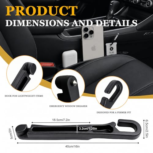 2-Pack Car Seat Gap Filler Compatible with Subaru Outback, Forester, Crosstrek, Ascent & Solterra Accessories, Seat Gap Organizer with Emergency Glass Breaker & 2 Sunglasses Holders, Black