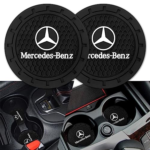 Car Cup Holder Coaster for Mercedes Benz Recessed Silicone Cupholder Coaster Interior Accessories 2.75in 2Pack Black - color: Black-08