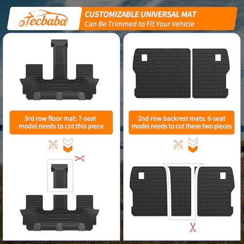 Cargo Liner Compatible with 2024-2026 Hyundai Santa Fe 6&7 Seater Floor Mats Kick Mats Trunk Mat Liner TPE 2025 Santa Fe Accessories (Floor Mats+2nd Row Kick Mats+Trunk Mat with Backrest Mat) - color: Floor Mats+Trunk Mat with Backrest Mat+Kick Mats