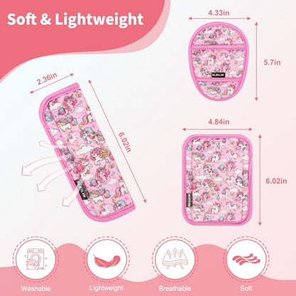 3 Pcs Car Seat Straps Shoulder Pads Suit for Kids : Ultra-Soft Child Car Seat Strap Covers, Kids Car Seat Strap Pads, Cute Plush Printed Seat Belt Covers, Hip Support, for Pushchair, Baby Stroller