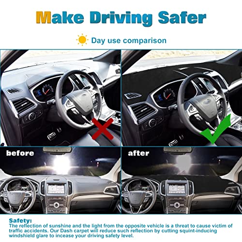 x xotic tech Center Console Dashboard Mat Pre-Cut Non-Slip Sunshield Sun Glare Protector Dash Carpet Pad Black Cover Compatible with Ford Edge 2015 2016 2017 2018 2019 2020 2021 2022 2023 2024 2025 - color: Compatible with Edge 2015-2019