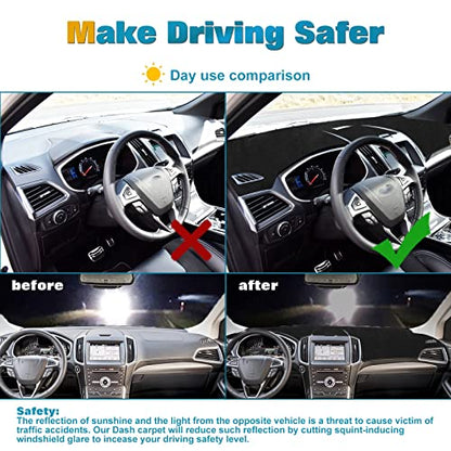 x xotic tech Center Console Dashboard Mat Pre-Cut Non-Slip Sunshield Sun Glare Protector Dash Carpet Pad Black Cover Compatible with Ford Edge 2015 2016 2017 2018 2019 2020 2021 2022 2023 2024 2025 - color: Compatible with Edge 2015-2019