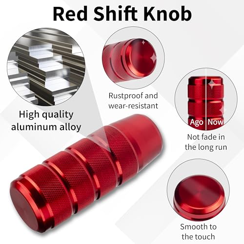 ecocstm Car Shifter Knob, Aluminum Gear Shift Style Knobs, Car Accessories 3.74" Red Shift Knob with 3 Threaded Adapters M8 M10 M12 x 1.25 Fit Universal Manual Transmission, Automotive, Trucks - color: Red