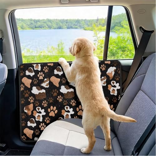Dog Paw Door Protector for Dogs Door Protector for Cars, Thickened Pet Paw Scratch Guard, Stain-Resistant Door Panel Covers for Truck SUV Sedan Interior Accessories - color: Brown Dog Paw Print