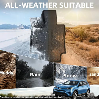 Floor Mats for Toyota RAV4 2013-2018, All Weather TPE Floor Liners Custom Fit Waterproof Non Slip Car Mats Heavy Duty Interior Accessories - size: 13-18 Single Layer Floor Mats