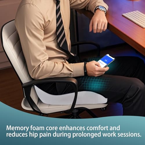 Pressure Relief Seat Cushion for Long Sitting Hours on Office/Home Chair, Car, Wheelchair - Extra-Dense Memory Foam for Hip, Tailbone, Coccyx, Sciatica-Black (Light Edge) - color: Black (Light Edge)