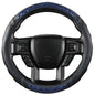 Black Seal Custom-Fit Steering Wheel Cover for Ford F-150, F-250, F-350, Expedition, 15.5–16", Anti-Slip PU Leather (Black+Blue) - color: Black+Blue