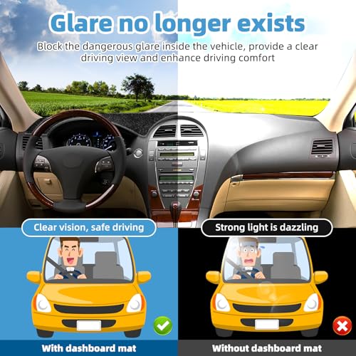 Dash Cover Mat for Lexus ES ES240 ES350 2007 2008 2009 2010 2011 2012 Non-Slip Dashboard Cover Mat Sunshade UV Rays Protector Interior Accessories - size: Compatible with ES ES240 ES350 2007-2012
