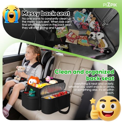Large Car Seat Organizer with Removable Cooler Bag for the Front or Back Seat for Kids and Adults.Versatile for Use in Multiple Scenarios.