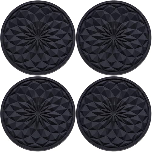 4 Pack Silicone Car Cup Holder Coaster – 2.75 Inch Non-Slip Drink Mat, Universal Fit for Most Vehicles – Cute & Functional Auto Accessories (Black) - color: Black, size: 4 pcs