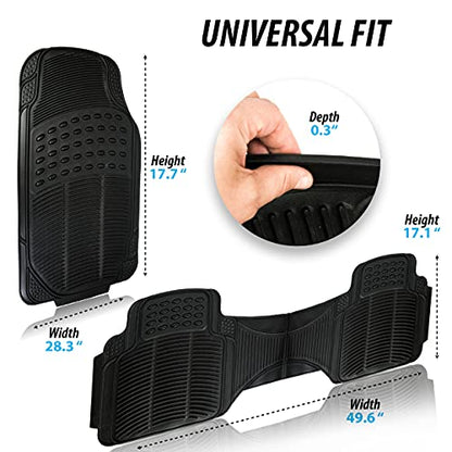 ZONETECH All Weather Rubber Car Interior Floor Mats 3-Piece Trimmable Waterproof Odorless Black Heavy Duty Universal Fit - size: 3-Piece Trimmable Floor Mats