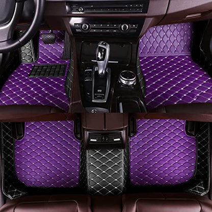 Custom Fit Car Floor Mats - Full Coverage Automotive Leather Floor Liners for Most Vehicles by MingyunSM (Purple & Black) - color: purple & black