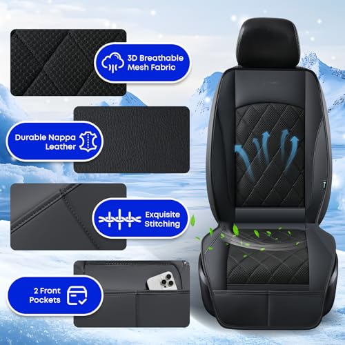 FLORICH Cooling Car Seat Cover, Ventilated Seat Cushion Cooling Car Seat Pad for Summer Driving with Powerful Turbo Fans Universal Fit for Car SUV Truck Van-Deep Black - color: Deep Black