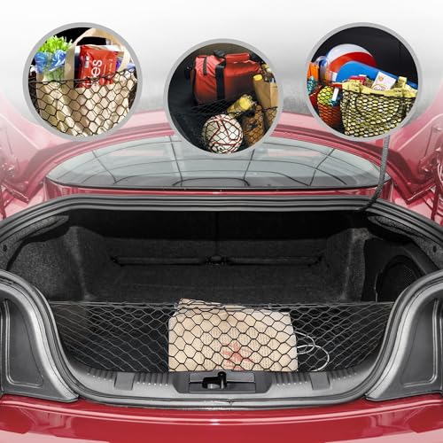 Envelope Style Automotive Elastic Trunk Cargo Net for Ford Mustang 2015-2025 - Premium Trunk Organizer and Storage - Luggage Net for Coupe - Car Organizer for Ford Mustang 2015-2025