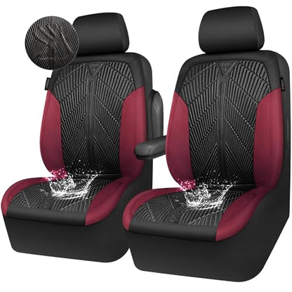 CAR PASS Waterproof Black Red Car seat Covers Front Seat Covers Neoprene Wetsuit,All-Weather Non-Slip Durable,Universal Fit for SUV Sedan Truck Automotive,Armrest Airbag Compatible,Emboss Black Red - color: Black and Red, size: Two Front