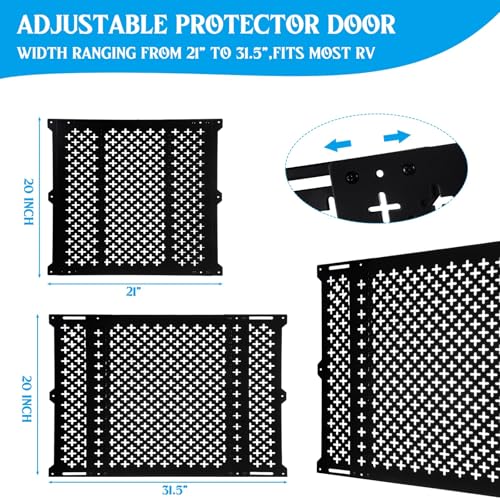 Gisafai 20 Inch High Adjustable RV Door Screen Protector Adjusts from 21''- 31.5'' Aluminum RV Screen Door Protector for Dog Grille Alloy Defender, Black - size: 20 Inch High, style: Classic