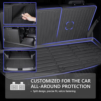 KELCSEECS® Floor Mats & Cargo Liner with Seatback Mats Custom for 2024 2025 2026 Kia Seltos(Cargo Mat Only Fit The Upper Layer)All Weather Protection TPE Floor Liners Full Set Seltos Accessories Black - style: 16) For 2024-2026 Seltos Full Set with Seatba