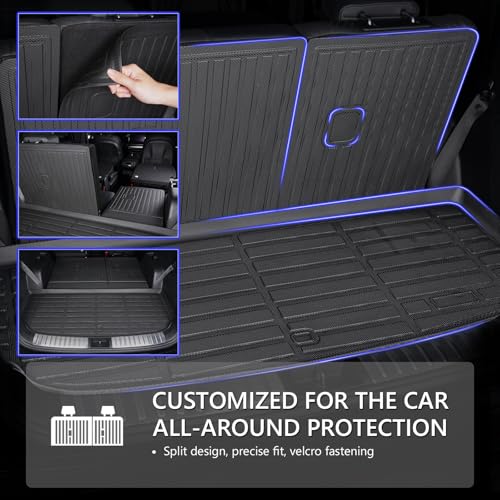 KELCSEECS® Floor Mats & Cargo Liner with Seatback Mats for 2015-2020 Tahoe & GMC Yukon 7Seats (Bucket Seat),All Weather Protection TPE Floor Liners Full Set Tahoe Accessories Black - style: 13) For 2015-2020 Tahoe Full Set with Seatback Mats