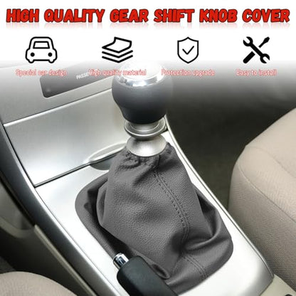 Compatible with Gear Shift Knob Boot Cover for Toyota Corolla 2007-2013, Leather Shifter Lever Knob Dust Cover for Dust Prevention & Protection Gray