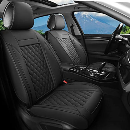 Car Seat Covers Front Pair,Universal Fit for Most Cars,SUV,Sedans and Pick-up Trucks,Automotive Faux Leather Vehicle Cushion Covers(Front Pair,Black) - color: Black, size: Front Pair