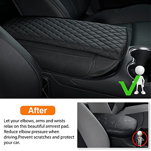 Autorder Center Console Cover for Toyota Venza 2021 2022 2023 2024 Accessories Armrest Cover Anti-Scratch Middle Console Pad Leather Armrest Protector with Pockets