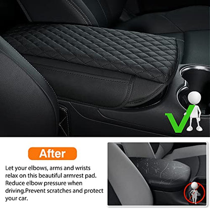 Autorder Center Console Cover for Toyota Venza 2021 2022 2023 2024 Accessories Armrest Cover Anti-Scratch Middle Console Pad Leather Armrest Protector with Pockets