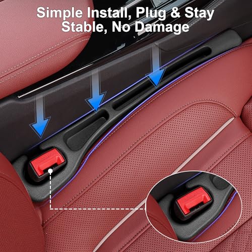 Car Seat Gap Filler, 2 PCS No Drop Seat Guard Drop Seat Gap Fillers Between Seat and Console Stop Things from Dropping Phone and Key Storage (Black) - color: Black