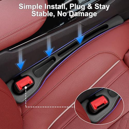 Car Seat Gap Filler, 2 PCS No Drop Seat Guard Drop Seat Gap Fillers Between Seat and Console Stop Things from Dropping Phone and Key Storage (Black) - color: Black