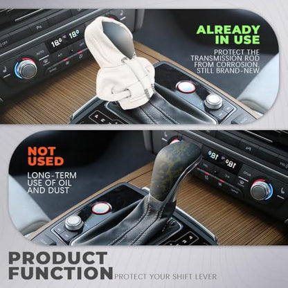 Gear Shift Hoodie, Gear Shift Cover, Fashionable Hoodie Automotive Gear Shift Knob Protector, Car Accessories Mini Sweater Gear Shift Knob Cover for Car Gear Shift Levers (White-2PCS) - color: White-2PCS