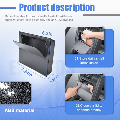 EDBETOS 2026 4Runner Center Console Hidden Organizer Compatible with 2025 2026 Toyota 4Runner Armrest Hidden Storage Box Secret Compartment Press to Open and Close, Adds Extra Storage Space