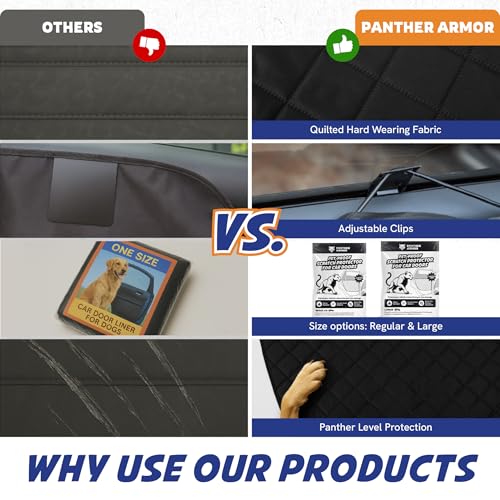 Panther Armor Car Door Protector for Dogs, Scratch Resistant Liner with Clips and Suction Cups, Large Size, Protects Car Doors from Dog Scratches, Fits Cars, SUVs, and Trucks